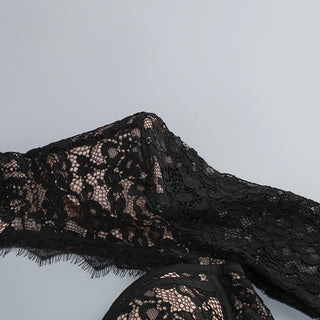 Romantic Lace Corset Cut-Out Long Sleeve Mini Dress