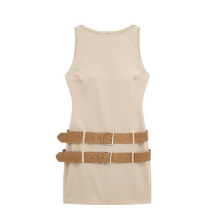 Sleeveless Belted Mini Dress