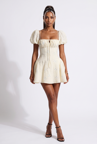 Blossom Charm Puff Sleeve Mini Dress