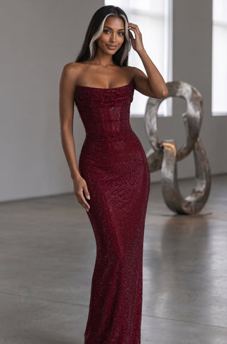 Sparkling Strapless Rhinestone Mermaid Evening Gown