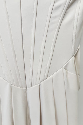 Crystal Embellished Corset Halter Neck Draped Crepe Long Dress