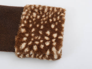 Wool-Blend Short Jacket with Faux Fur Collar and Cuffs