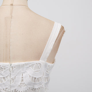 Statement Lace Cutwork Belted Tiered Long Dress