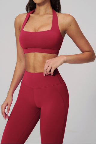 Halter Neck Sculpting Sports Bra with Supportive Fit and Smooth Stretch Fabric
