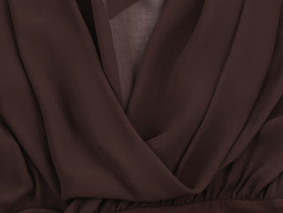 Long Sleeve Tie-Neck Mini Dress in Structured Woven Fabric