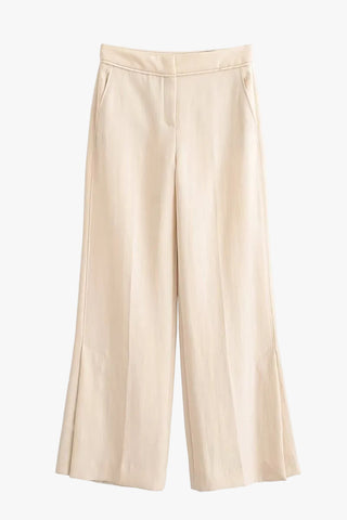 Asymmetric Fringe Halter Top & Wide-Leg Pants Set