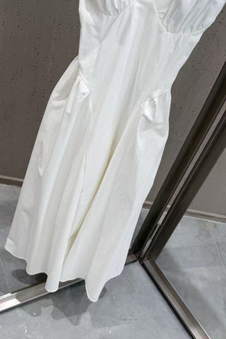Tie-Shoulder V-Neck Open Back Flared Midi Dress