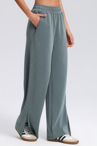 Relaxed Fit Zip-Up Jacket and Wide Leg Pants Set