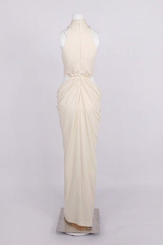 Luxe Halter Neck Cut-Out Long Dress with Draped Knot Detail