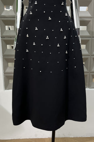 Pearl & Crystal Strapless Midi Dress