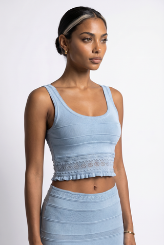 Sleeveless Lace Knit Top & Long Skirt Co-Ord Set