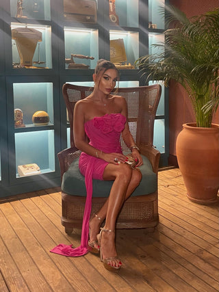 Dalia Elegant Flower Bandage Mini Dress