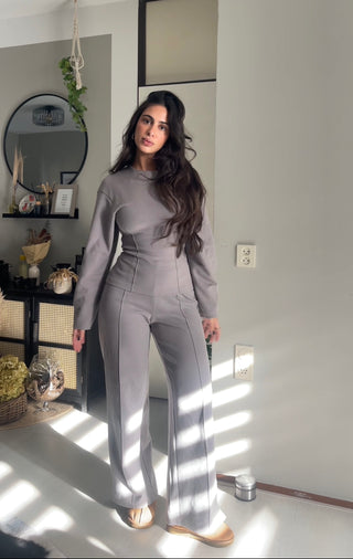 Soft Lounge Relaxed Top & Wide-Leg Pants Set – Lightweight Jersey, Long Sleeve, Minimal Design
