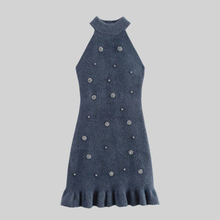 Ruffled Hem Winter Knit Mini Dress