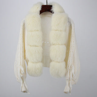Luxe Knitted Fox Fur Cardigan