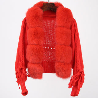 Luxe Knitted Fox Fur Cardigan