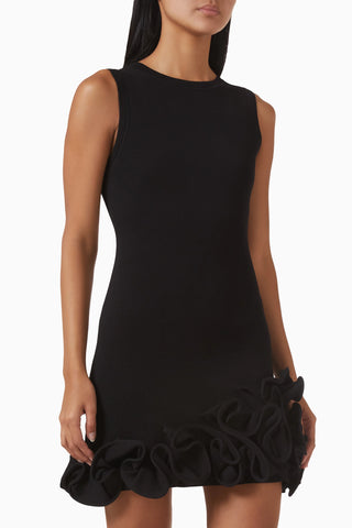 Floral Appliqué Sleeveless Knit Mini Dress