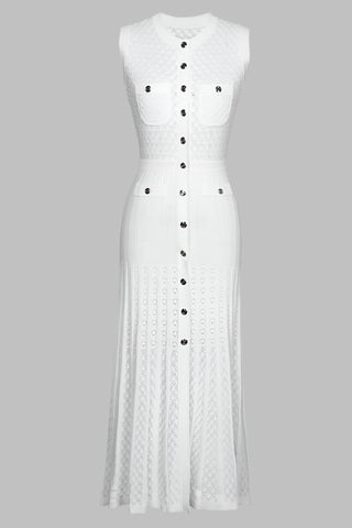 Sleeveless Button-Down Knitted Long Dress