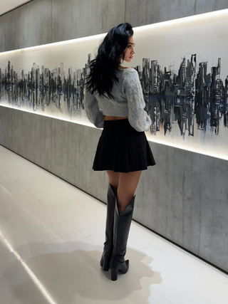 Luxury Off-Shoulder Mohair Cardigan with Crystal Button Accents