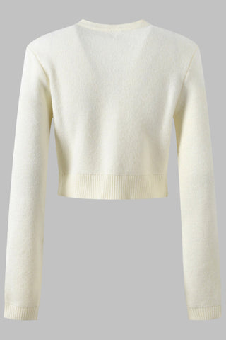 Soft Knit Button-Detail Cropped Cardigan