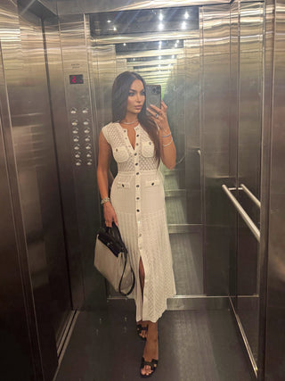 Sleeveless Button-Down Knitted Long Dress