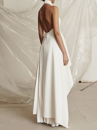 High-Neck Layered dress with Pleated Skirt