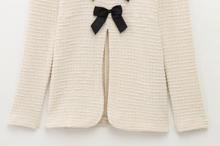 Elegant Bow Cardigan & Flared Pants Set