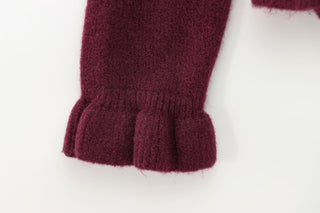 Ruffle Trim Knitted Cardigan - Button-Up, Soft & Elegant