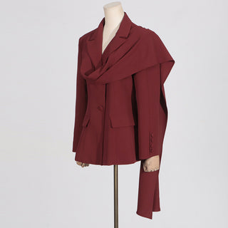 Trendy Shawl-Spliced Long Sleeve Suit Jacket