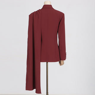 Trendy Shawl-Spliced Long Sleeve Suit Jacket