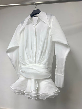 Elegant French Ruffled Tutu Dress – Long Sleeve, High-End Style