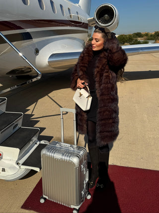 Luxury Dark Brown Faux Fur Coat  – Medium (95 cm)