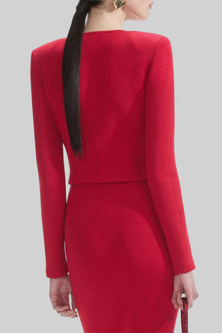 Heart-Button Knitted Cardigan and High-Waist Pencil Skirt Two-Piece Set