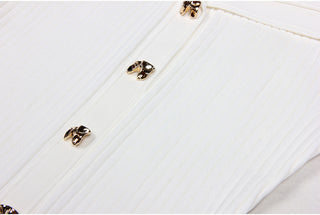 Knitted Button-Up Polo Collar Long Midi Dress – Short Sleeve