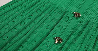 Knitted Button-Up Polo Collar Long Midi Dress – Short Sleeve