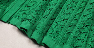 Knitted Button-Up Polo Collar Long Midi Dress – Short Sleeve