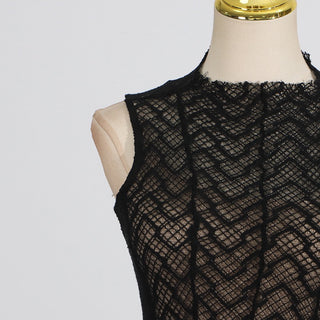 Sheer Lace High Neck Maxi Dress – Sleeveless, Flowy Silhouette