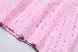 Knitted Long Midi Dress – Button-Up, Peplum Waist, Flared Long Sleeves