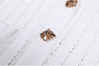 Knitted Long Midi Dress – Button-Up, Peplum Waist, Flared Long Sleeves