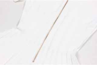 Classic Short Sleeve Polo Button-Up Knitted Mini Dress