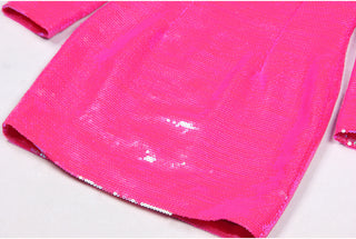 Long Sleeve Shiny Glow Sequin Mini Dress