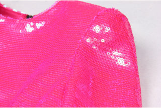 Long Sleeve Shiny Glow Sequin Mini Dress