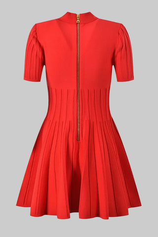 Classic Short Sleeve Polo Button-Up Knitted Mini Dress
