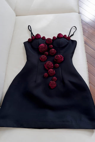 Burgundy Rose Elegance Mini Dress
