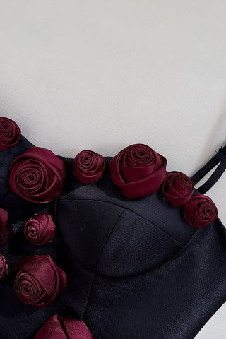 Burgundy Rose Elegance Mini Dress