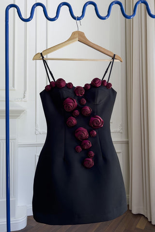 Burgundy Rose Elegance Mini Dress