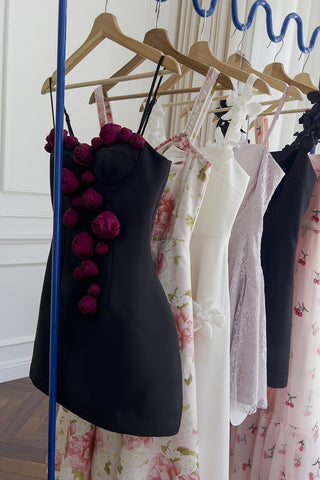 Burgundy Rose Elegance Mini Dress