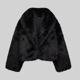 Luxe Black Faux Fur Short Jacket