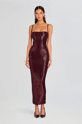 Crystal Bandage Long Dress – Spaghetti Straps, Body-Hugging Fit