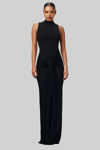 Sleeveless Bodycon Long Dress with Twist Front Detail